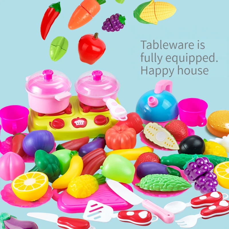Conjunto de brinquedos para crianças, Cortar frutas e legumes, Meninos e meninas, Cozinha, Pode cortar frutas