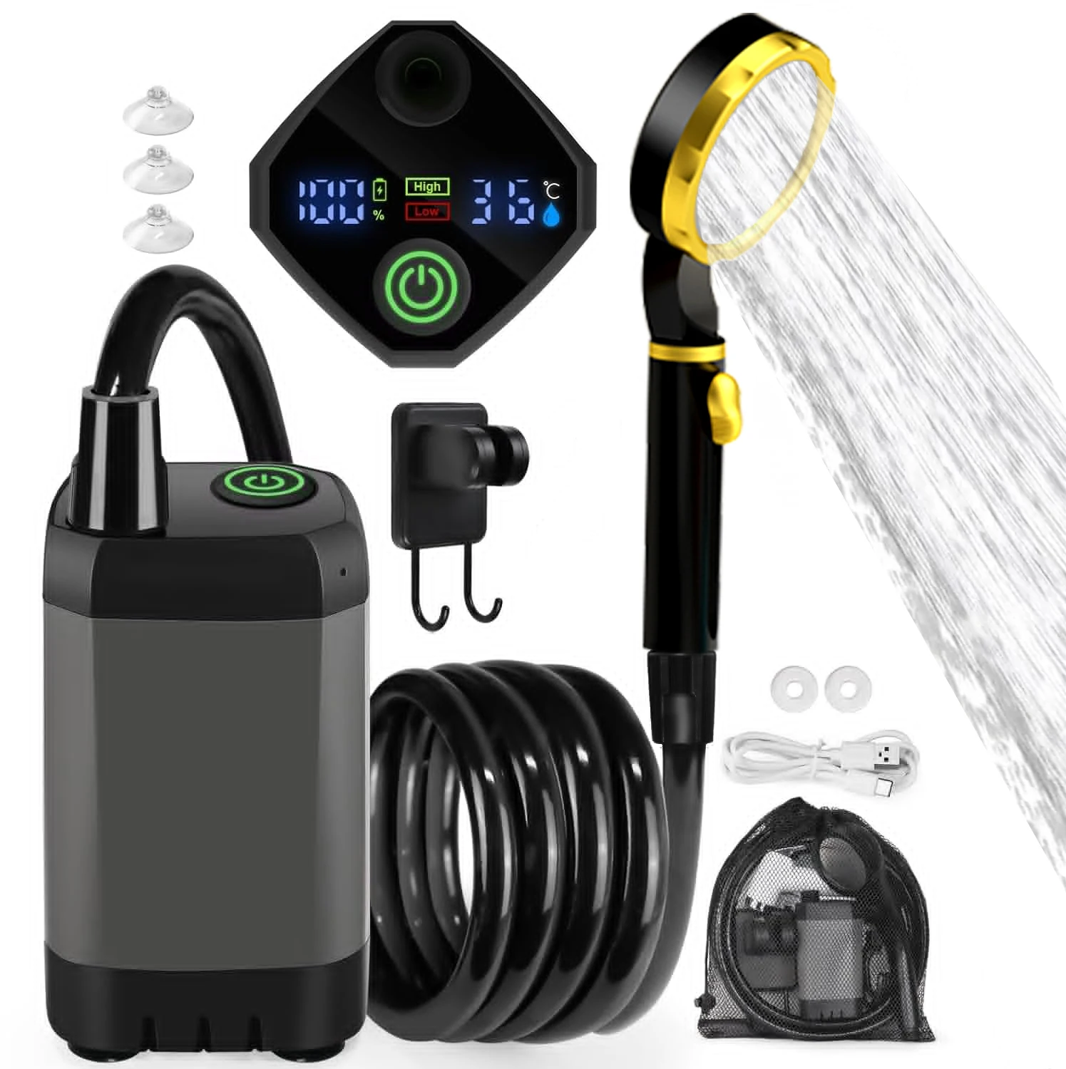 

Portable Outdoor Mobile Shower 6000mAh Long-Lasting Battery Camping Bathing Artifacts for Travel And Camping