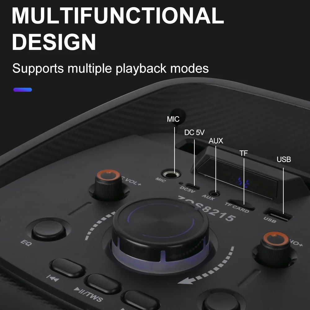 مكبرات صوت بلوتوث لاسلكية محمولة ، صوت الحفلات ، شعلة W ، قوة كبيرة ، مزدوجة 8 "، K-Song في الهواء الطلق