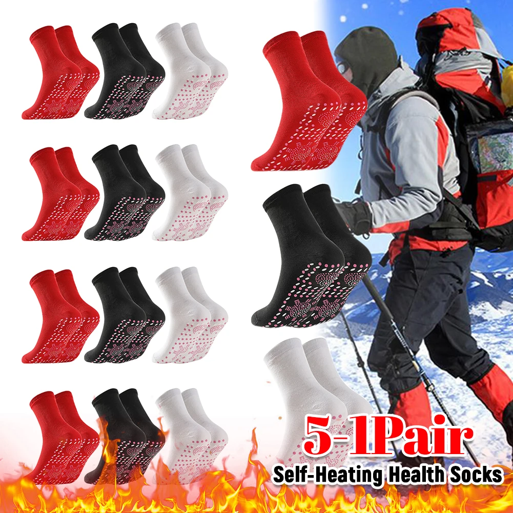 5-1Pair Warming Tourmaline Self-Heating Massage Therapy Socks for Women Slimming Health Winter Wear Thermal Health Care Sock