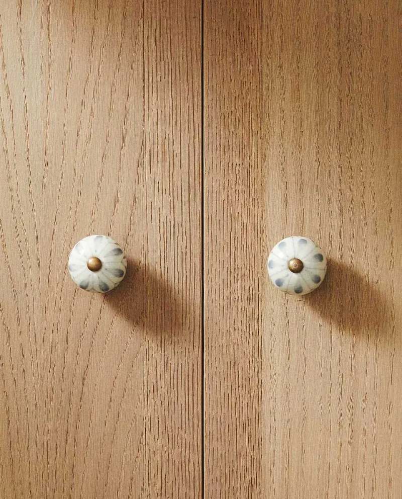 

European-style flower ceramic drawer cabinet household pull button set 2-piece set