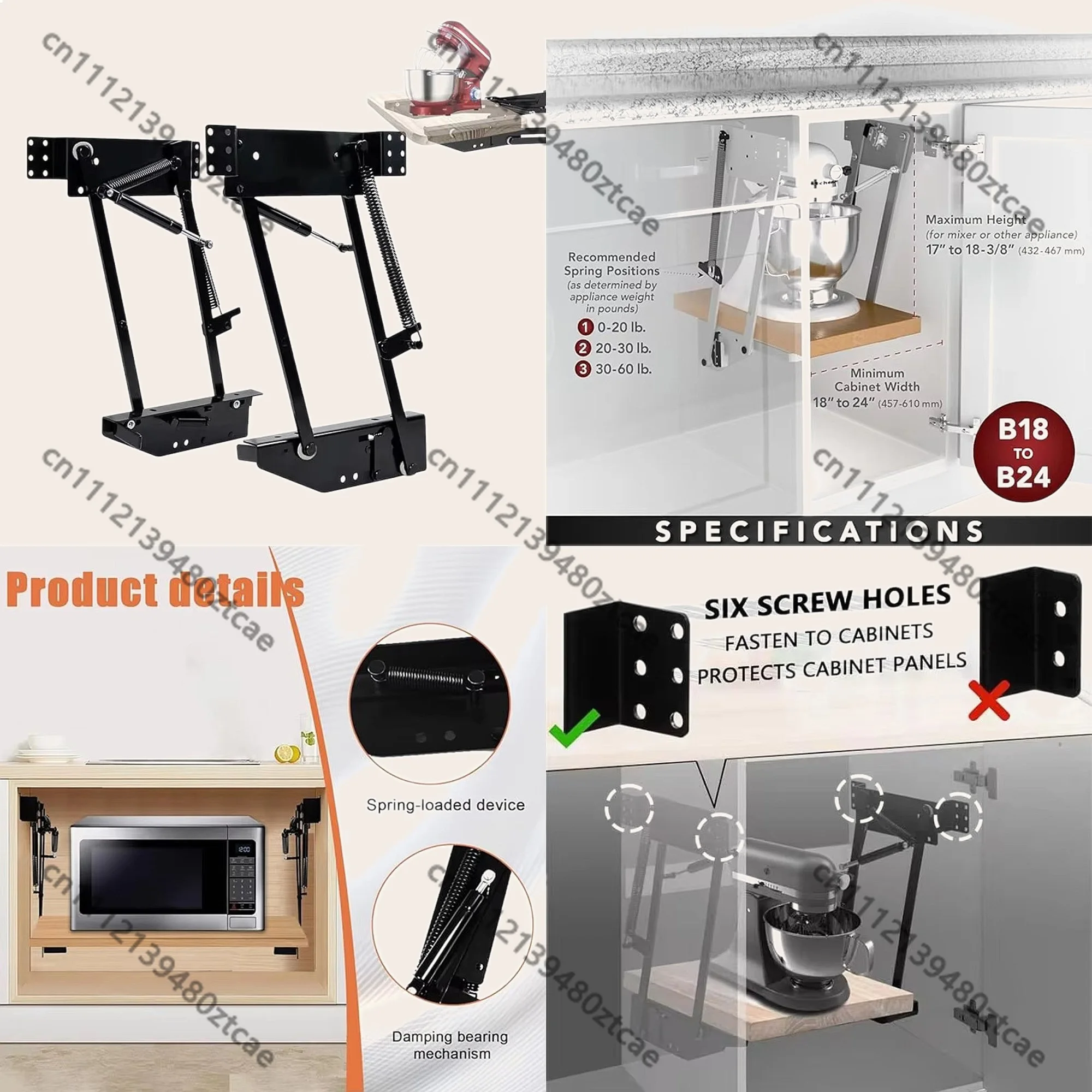 Heavy Duty Hydraulic Lift Hinge Kitchen Cabinet Concealed Spring Support