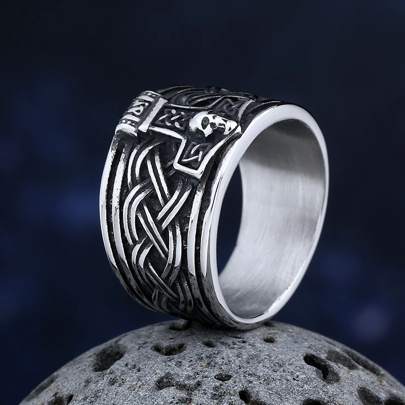2024 New 316L Stainless Steel Vintage Viking Thor Ring With Skull For Man Trend Charm Party Jewelry Boyfriend&Teens Gift view 5