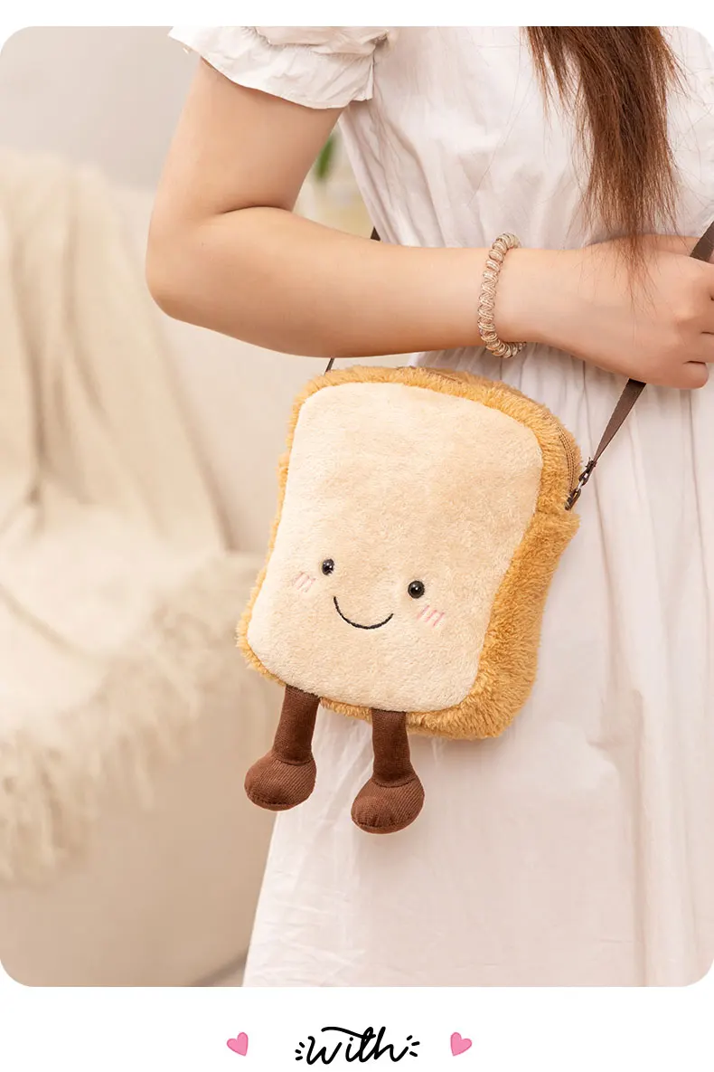 Croissant Brot Toast Plüsch Spielzeug Rucksack Niedliche Kawaii Lebensmittel Form Tasche Kinder Jungen Mädchen Mode Straße Fotografie Weiche Spaß Träger – Detail 9