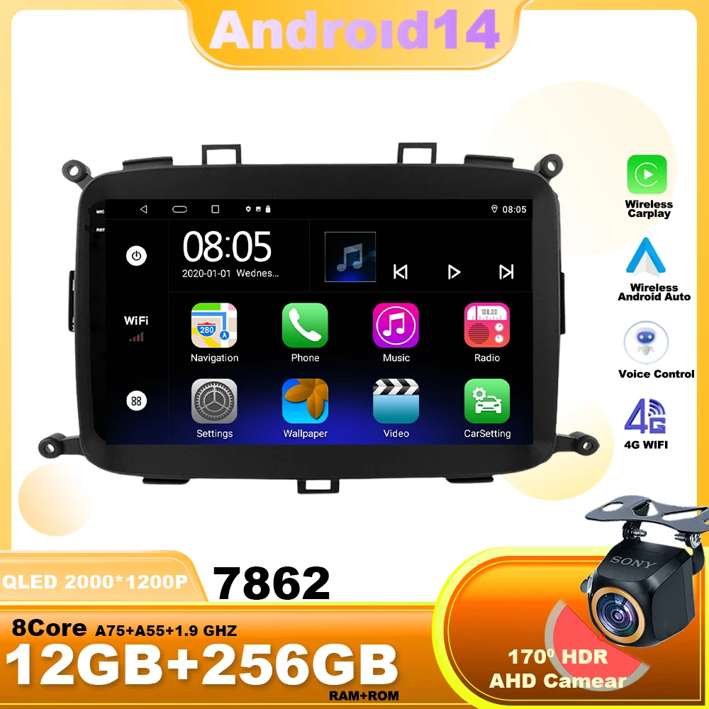 

Android14 For KIA Carens 2013 - 2018 Car Radio Navigation Multimedia Video Player WIFI 4G BT Head Unit Wireless Carplay
