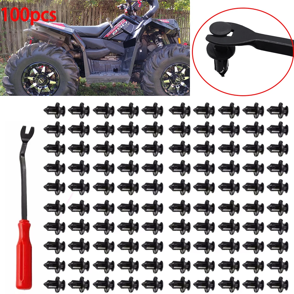 100 قطعة مختلطة ATV UTV الوفير الحاجز المسمار البلاستيك السحابة كليب مجموعة مع مفك ل Can Am Maverick Commader أوتلاندر #1
