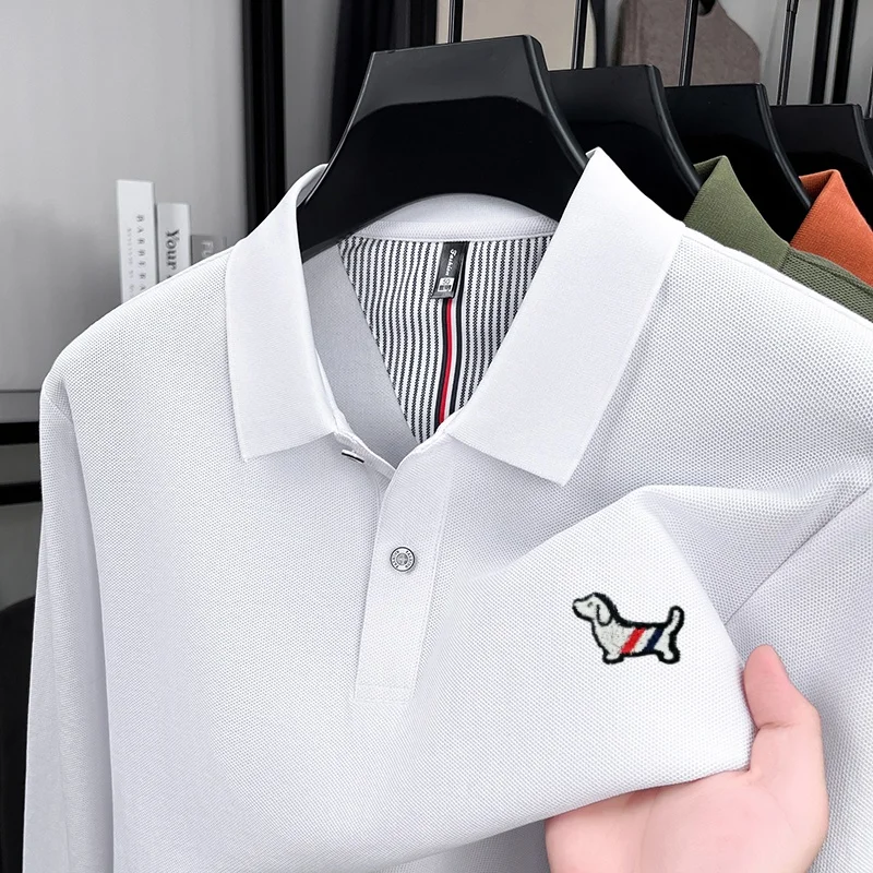 Herbst Neuheit: Koreanische Edition Hundemotiv-Poloshirt, Bequemes Langarm-Shirt, Modische Herrenbekleidung, Marken-T-Shirt aus Reiner Baumwolle, Bestseller – Detail 20