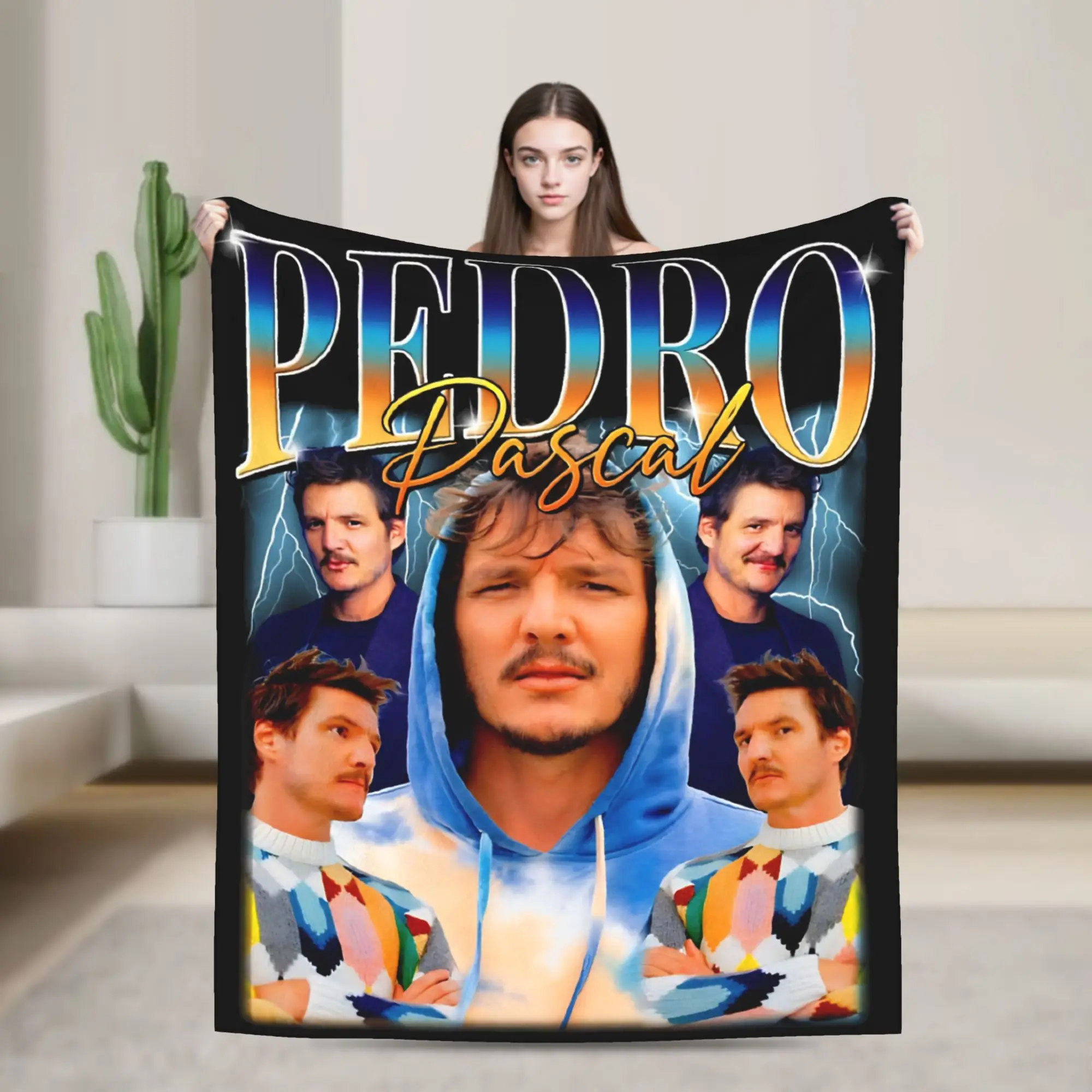 

Винтажные одеяла 90-х годов Pedro Pascal, фланелевое одеяло для путешествий в виде актера и самолета, супер теплое покрывало на заказ
