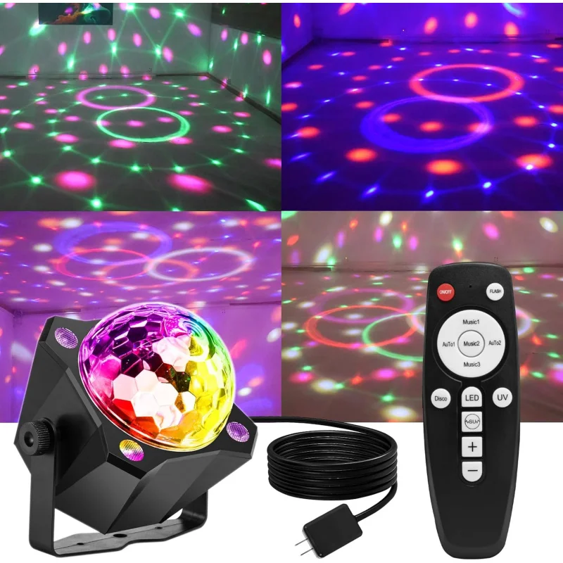 DJ Disco Lights -Sound Activated LED Strobe Light With Remote For Christmas Halloween Birthday Wedding Home Club Karaoke