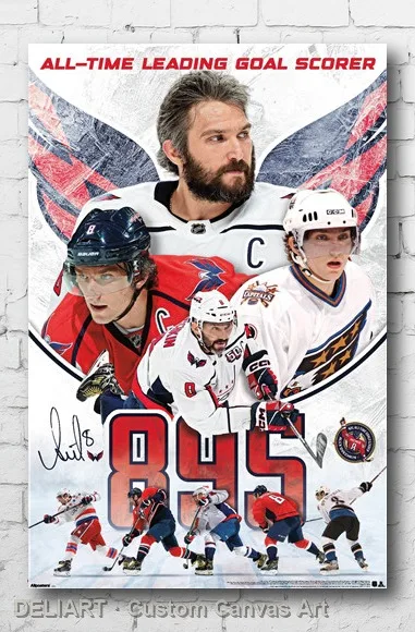 

WASHINGTON CAPITALS - ALEX OVECHKIN ALL-TIME LEADING Canvas Poster Custom Size Available Room Decoration Home Decor Wall Art