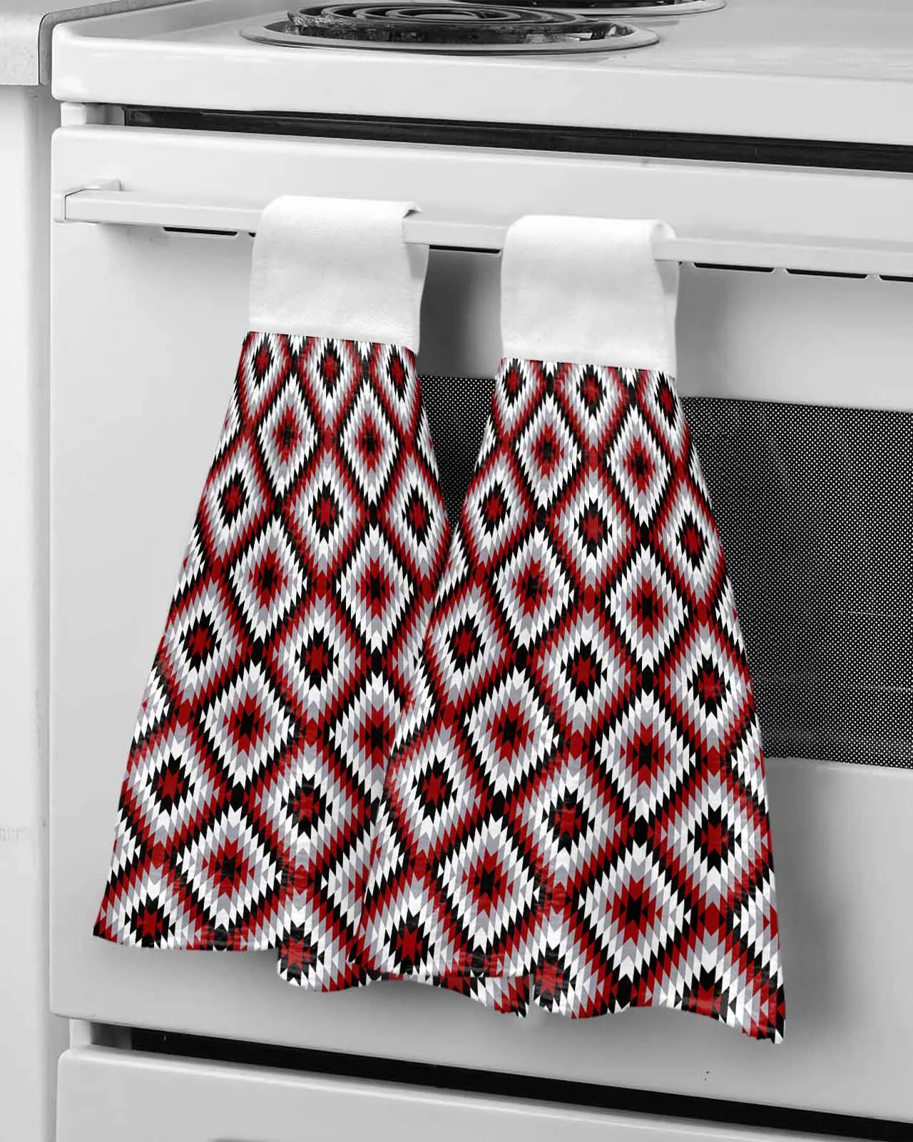 

Bohemian Aztec Red Texture Hand Towel Soft Absorbent Cloth Dishcloths Hanging Cloth Kitchen Bathroom Accessories