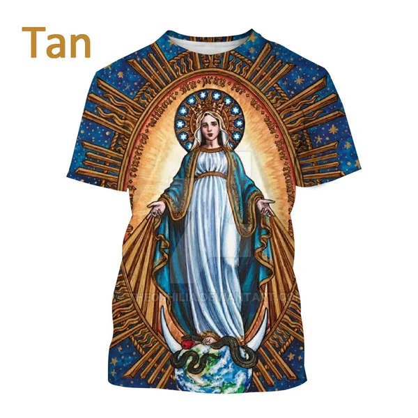 2023 Fashion Creative Blessed Virgin Mary Print Unisex 3D T-Shirt Personality Stylish Casual Short Sleeve Tops S-5XL