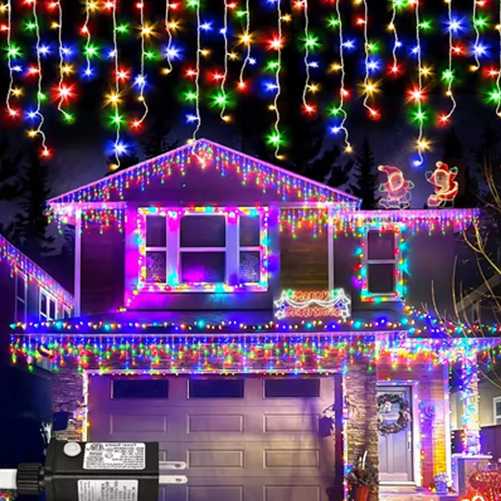 AC85V-240V Outdoor 10M 400LEDS LED String Courtyard Waterproof Eave Light Ice Strip Light Christmas Festival Party Decoration