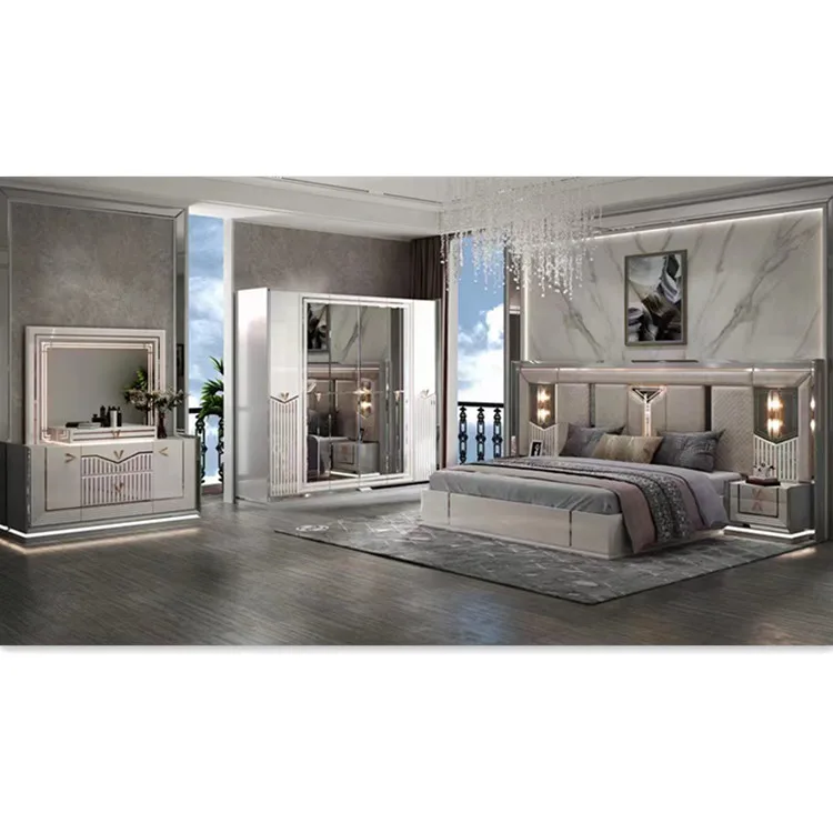 Modern Luxury master full home bed room furniture bedroom set from Foshan Guangzhou