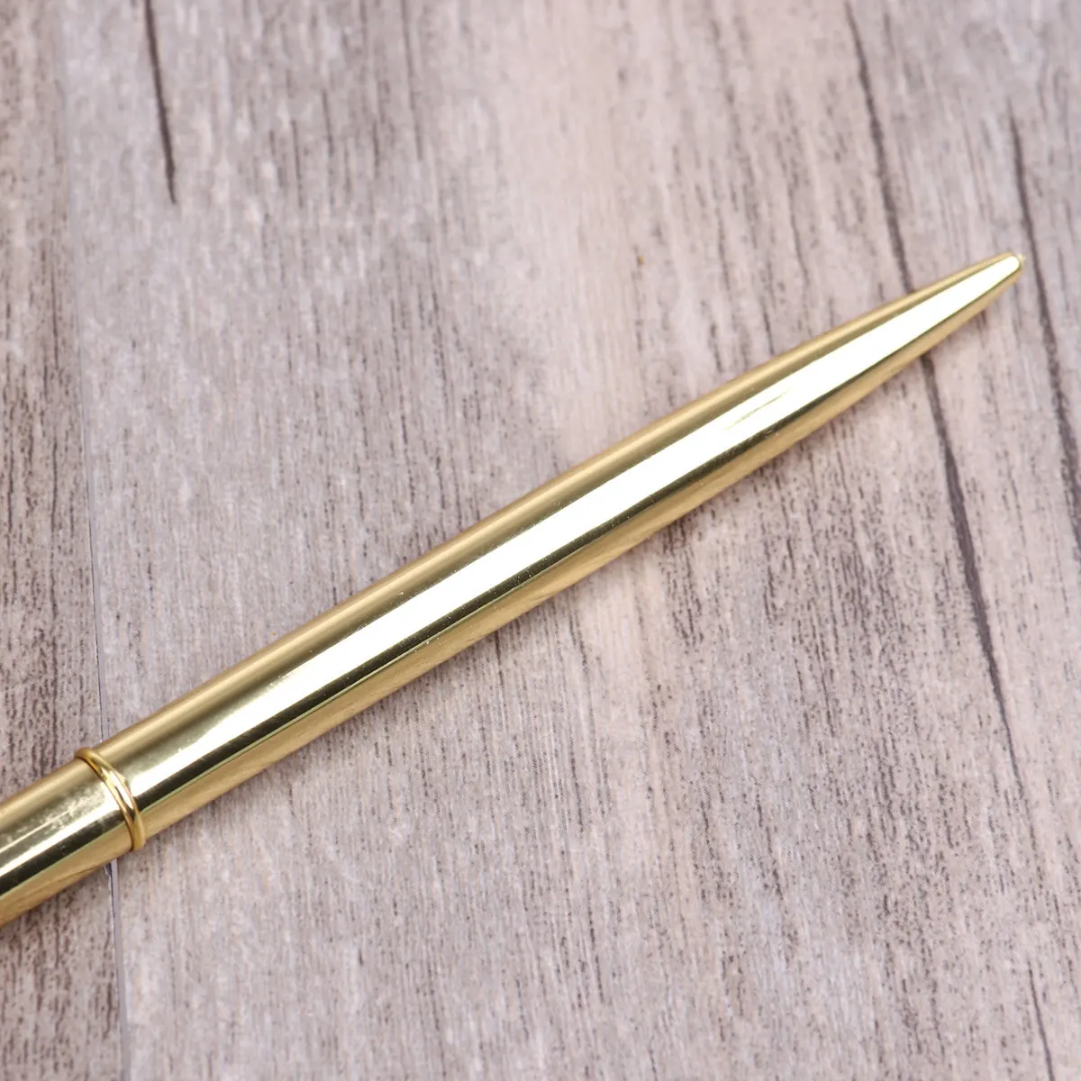 

16Cm Golden Alloy Signing Pen with Hollow Round Base Wedding Bridal Guest Book Pen 360 Rotating Smooth Writing Tool