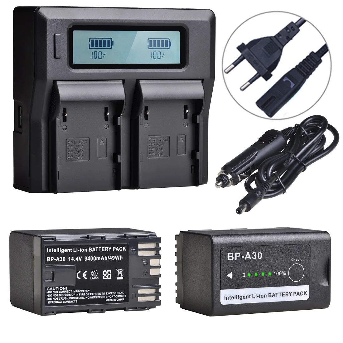 BP-A30 Battery Packs & Fast Charger set Replacement for Canon BP-A30 BP-A60,EOS C200, C200B, C220B, EOS C300 Mark II, C300 MK II