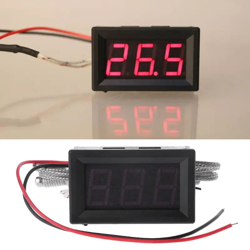 High Digital Tube LED Display Thermometer 12V 24V Temperature Meter K-Type M6 Thermocouple Tester Thermograph