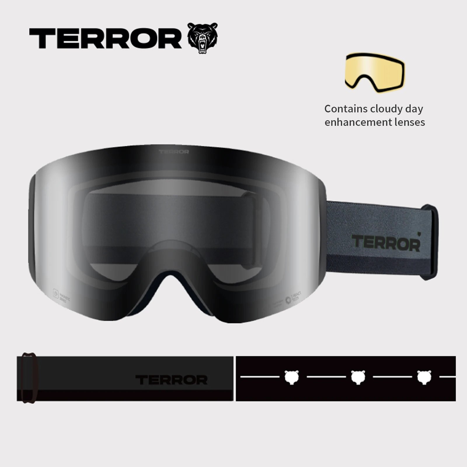 

TERROR Магнитные Лыжные Очки Blacklens Черные | Фотохромные Двойные Линзы Против Запотевания и Защита от УФ для Всех Погодных Условий
