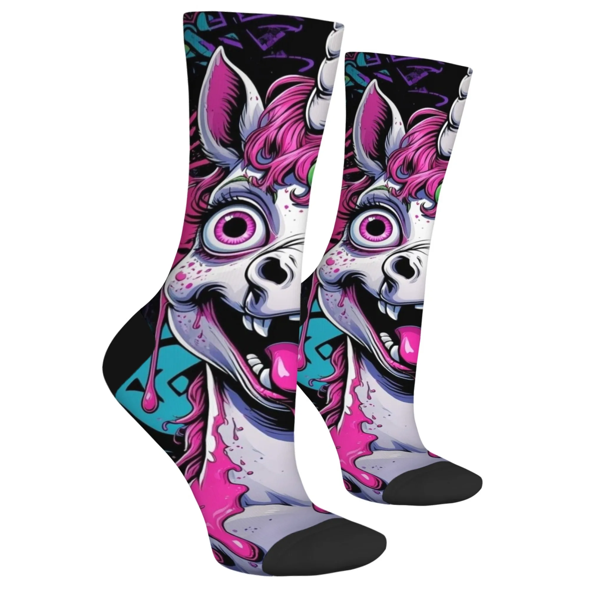 1 pz calzini da uomo modello unicorno mostro calzini sportivi antiscivolo morbidi caldi e traspiranti per palestra corsa e sport all'aria aperta