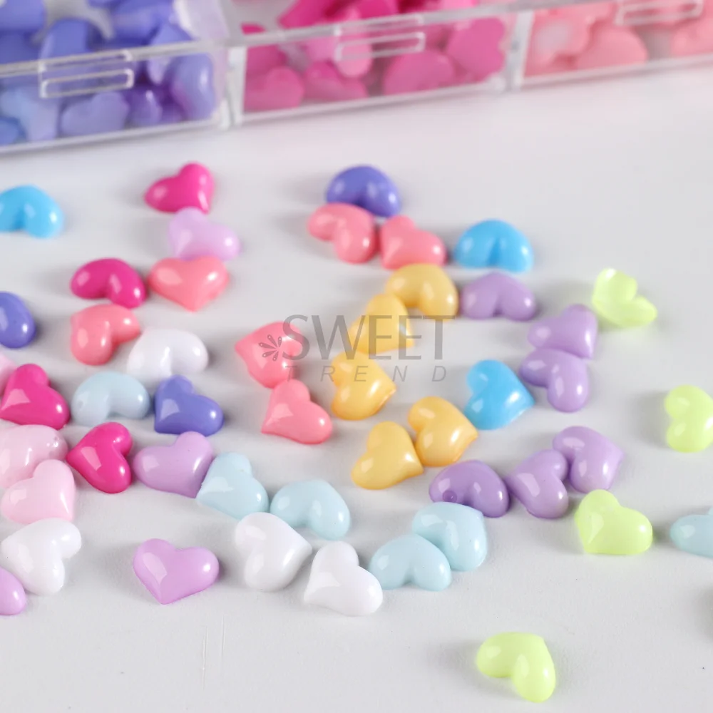 12 Colors Love Heart Nail Art Decoration Candy Macaron Mini Cute Charms Nail Parts Wedding Manicure Accessories DIY Jewelry