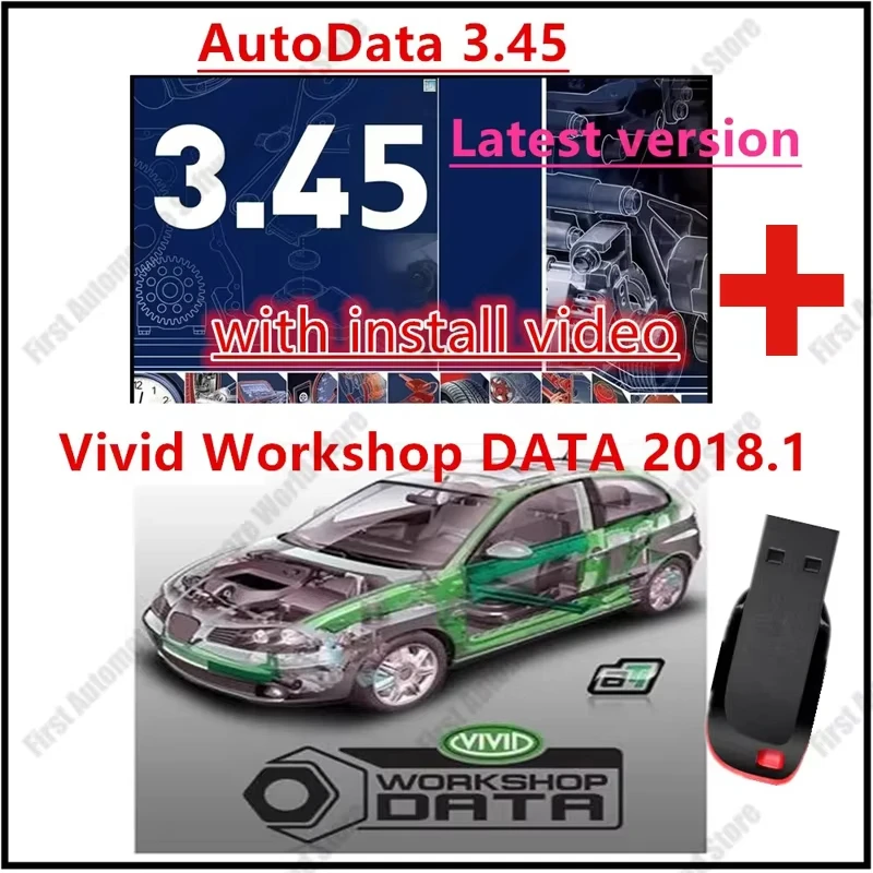 Software de reparación de automóviles, Software AutoData 2024 + Vivid Workshop Data, atris-stakis Technik 3,45 V, varios idiomas