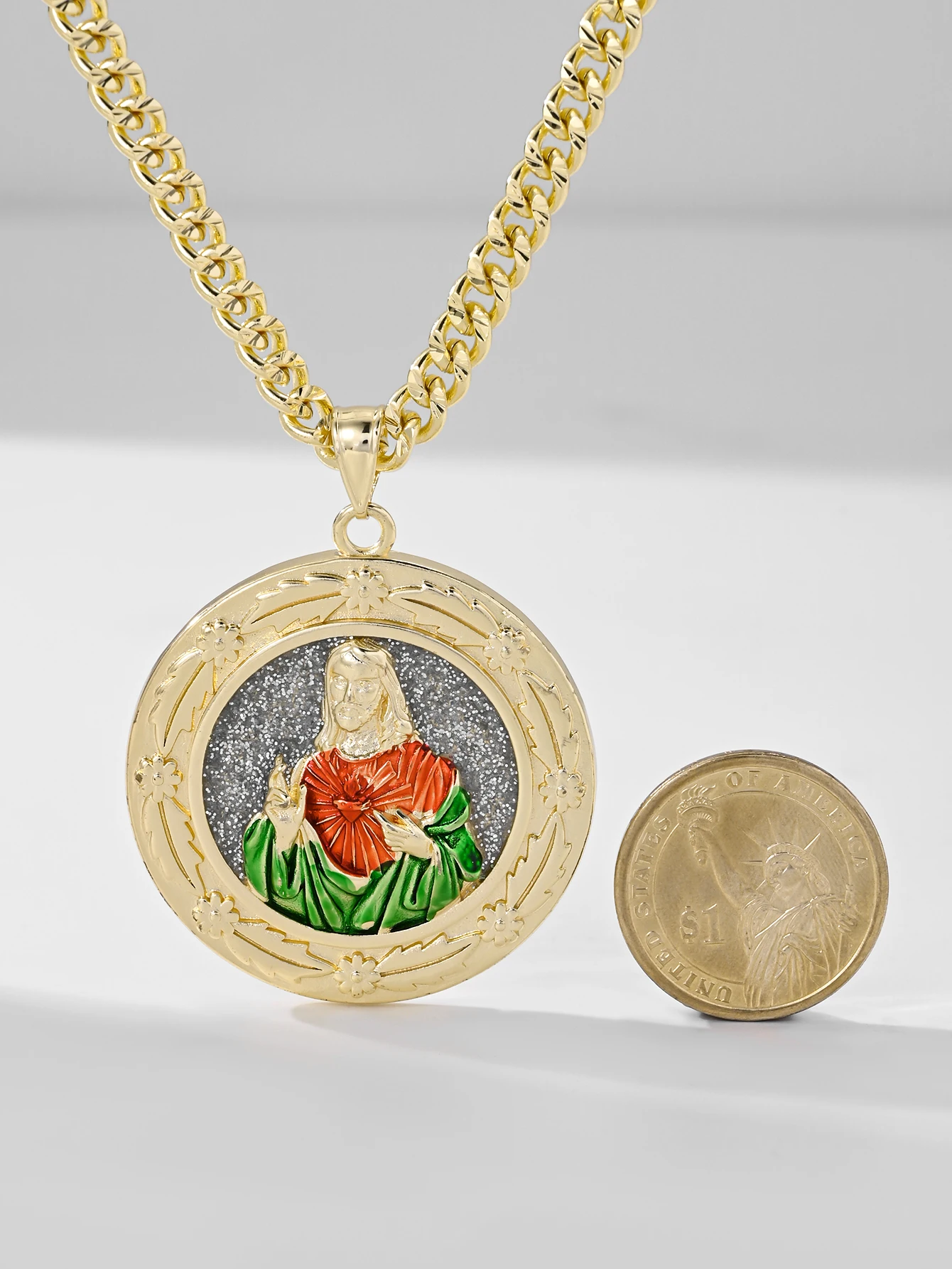 

Stylish St. Jude Pendant Necklace 14k Gold Plated Copper Holiday Gift Religious Jewelry Medal Amulet Jewelry Daily Wear Prayer