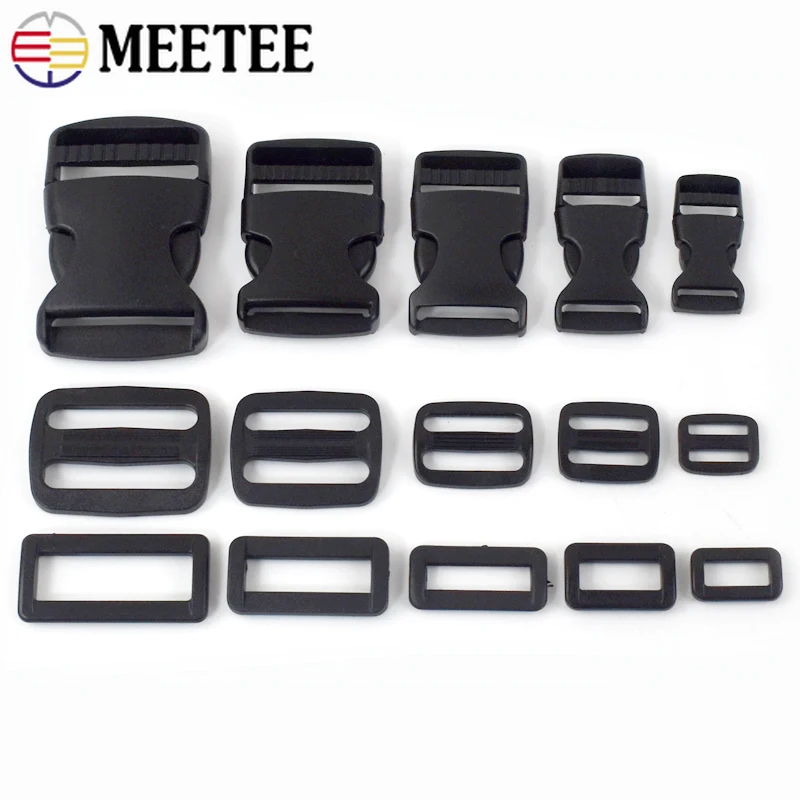 2/5Sets Plastic Buckle For Backpack Strap Release Closure Clasp Tri-Glide Slider Ring Webbing Belt Adjuster Hook DIY Accessories