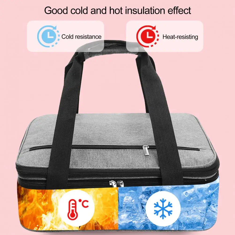 

Barbecue Food Bag Expandable Insulated Lunch Bag with Zipper Closure for Office School Picnic Thermal Tote Carrier for Parties