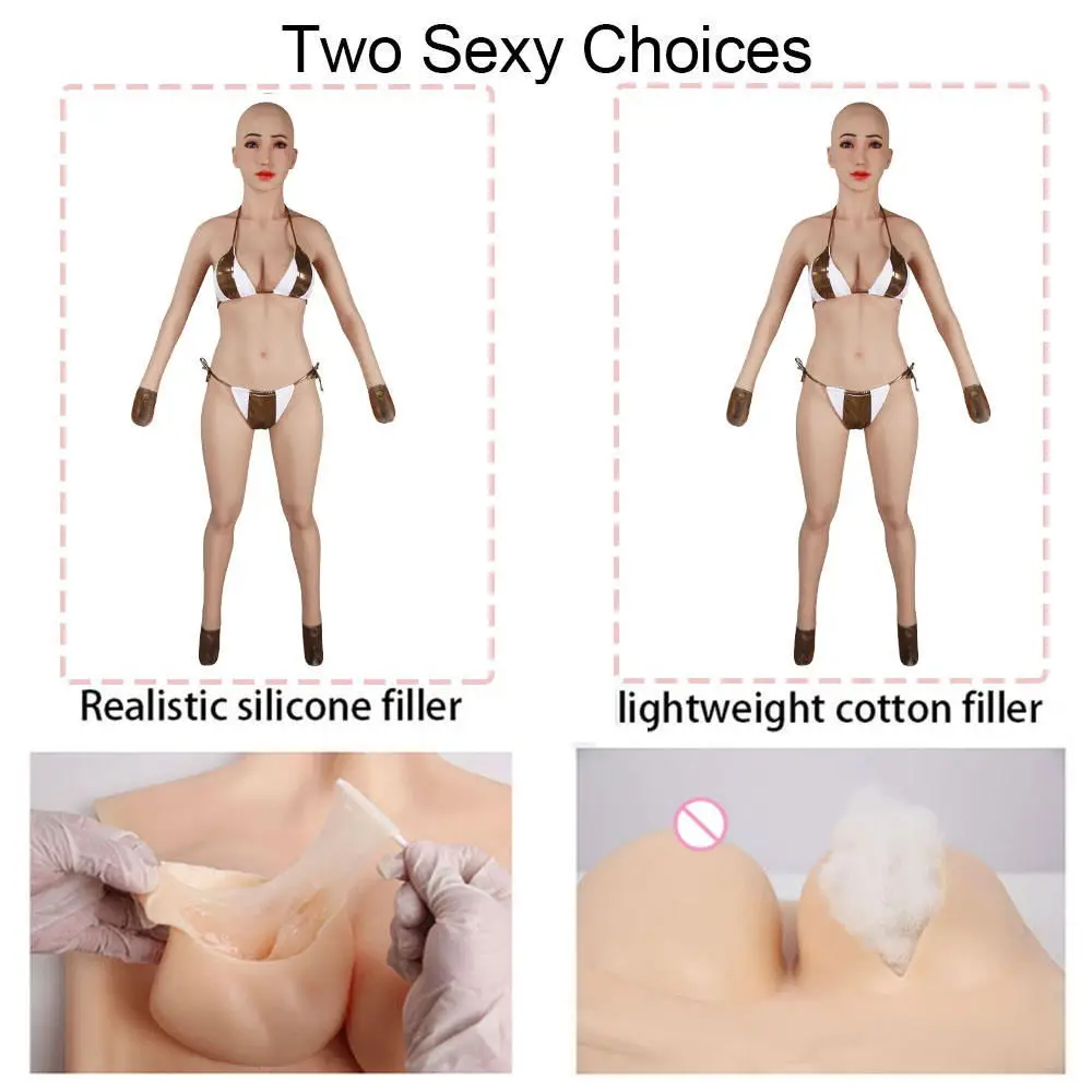 Artificial Silicone Full Bodysuit Sexy Boobs E Cup and Fake Vagina With Head Man to Woman Cosplay Crossdresser Transgender