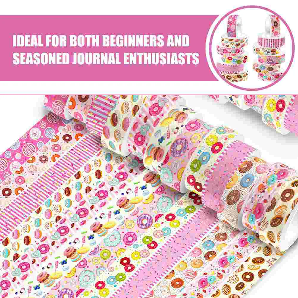 12 Rolls Donut Tape Clear Stickers Colored Duct Washi Colorful Masking Craft Symphony Child