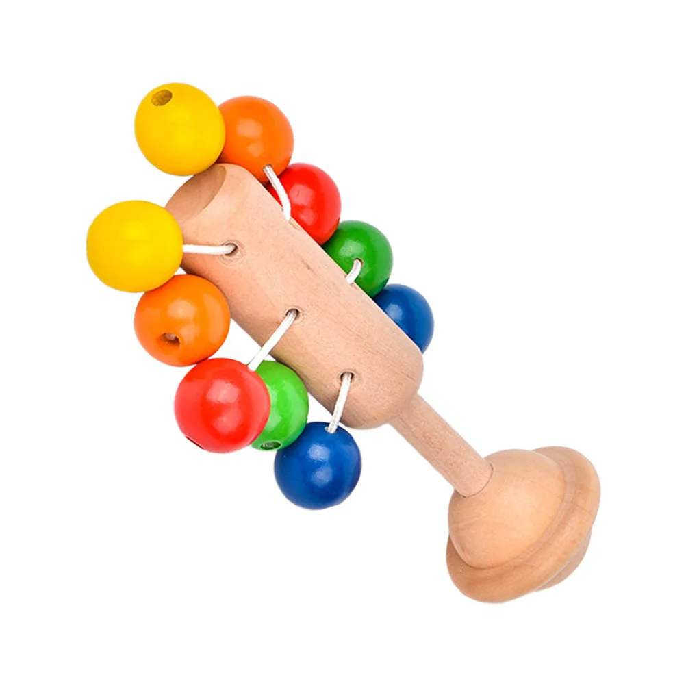 طفل خشبي حشرجة الموت يده جرس واضح الصوت الرضع فهم التدريب الموسيقى التعليمية أداة التعلم المبكر للأطفال