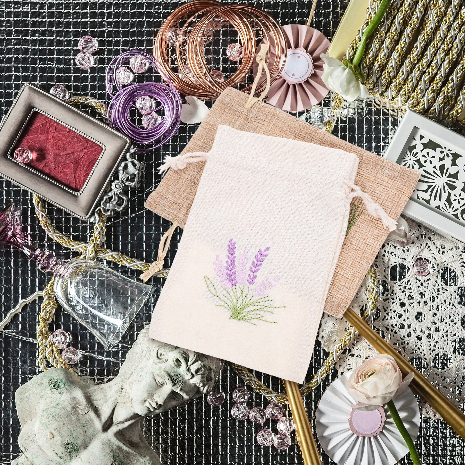 12 قطعة أكياس الكتان التقليد الأنيقة الرباط الحقائب لحفلات الزفاف وأعياد الميلاد والاحتفالات أكياس الكيس التعبئة حقيبة #3