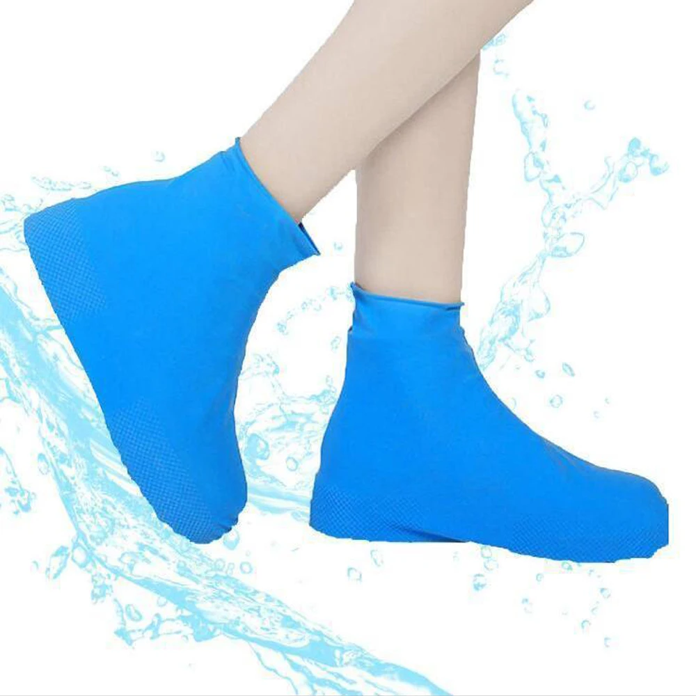 1 Pair Reusable Latex Waterproof Rain Shoes Covers Solid Color S/M/L Rubber Rain Boot Cover Slip-resistant Shoes Accessories