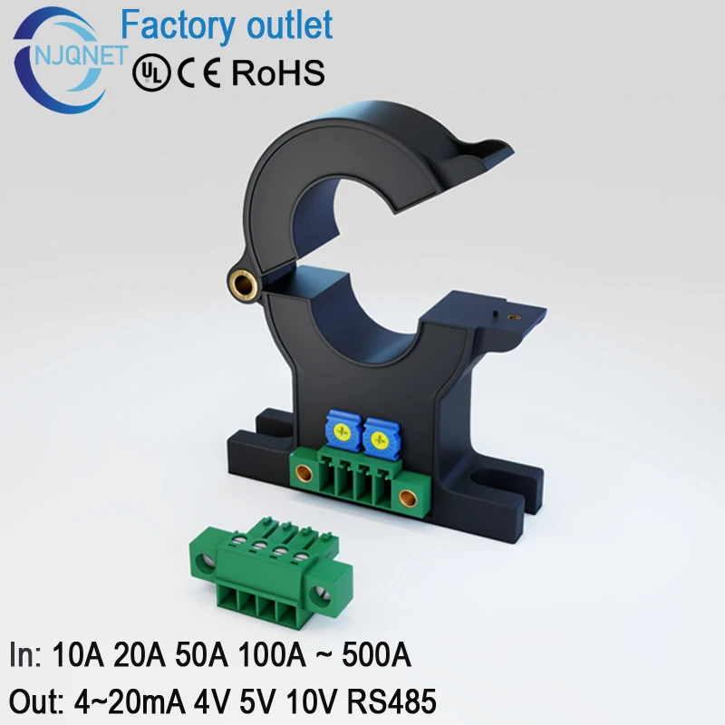 Hall Effect Current Sensor QNDBK1-21 DC 30A 50A 100A 200A 300A 400A 500A / DC 4~20mA 10V 5V Split ct hall Current Transducer