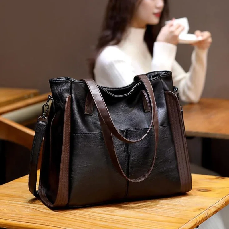 

Large Capacity Casual Tote Bag Women Luxury Handbag Shoulder Bag for Female Ladies Vintage PU Leather Crossbody Bag Sac Bolsa