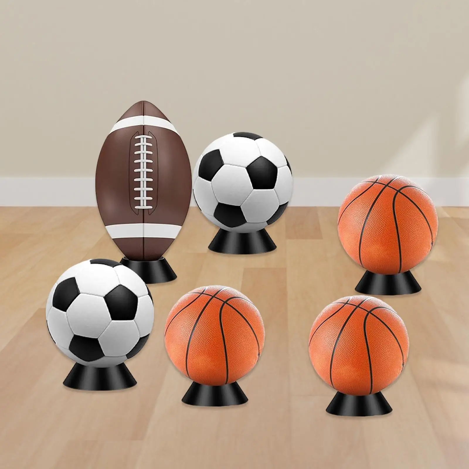 

6x Ball Display Stand Support Collectible Balls Holder Stable Memorabilia Ball Pedestal Display Rack for Footballs Volleyball