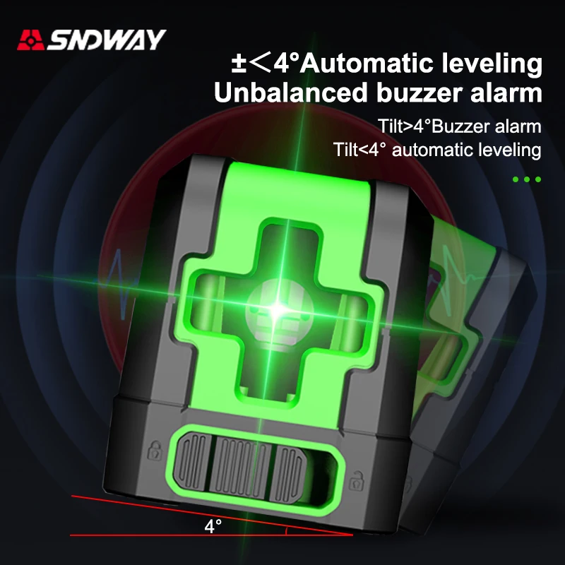 SNDWAY Laser Level Green Beams Laser Horizontal & Vertical Cross-Line Self-leveling Laser LevelerMagnetic Base