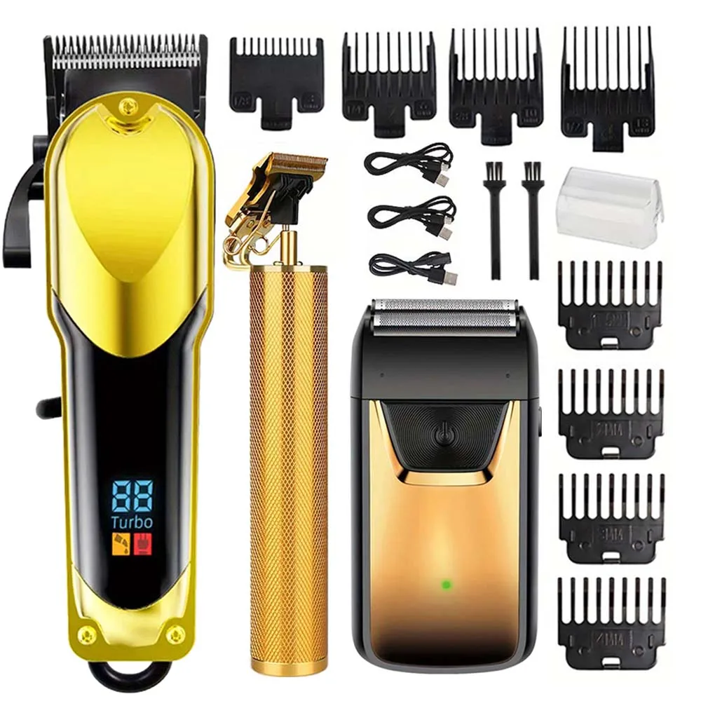 

Professional Cordless Electric Hair Clipper and Trimmer Set for men USB rechargeable Beard & Hair Grooming Kit with LCD Display Electric Shaver Barber Haircut Machine with Accessories Ideal Gift for Men