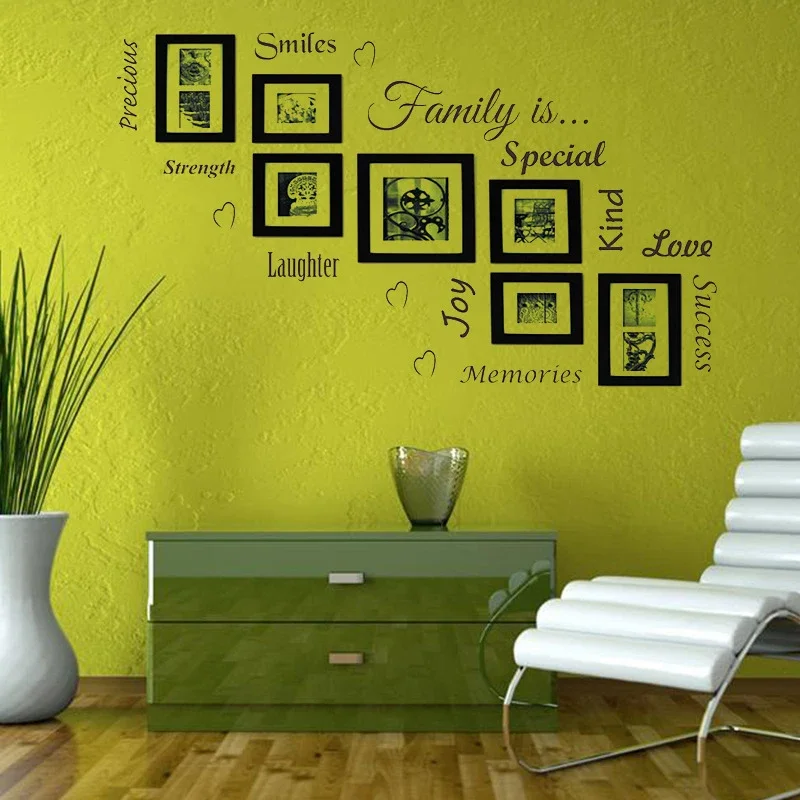 PVC Wall Stickers for Family Photo Picture Frames, Removable and Portable, Great for Bedroom, Living Room, Hallway, Coffee Shop