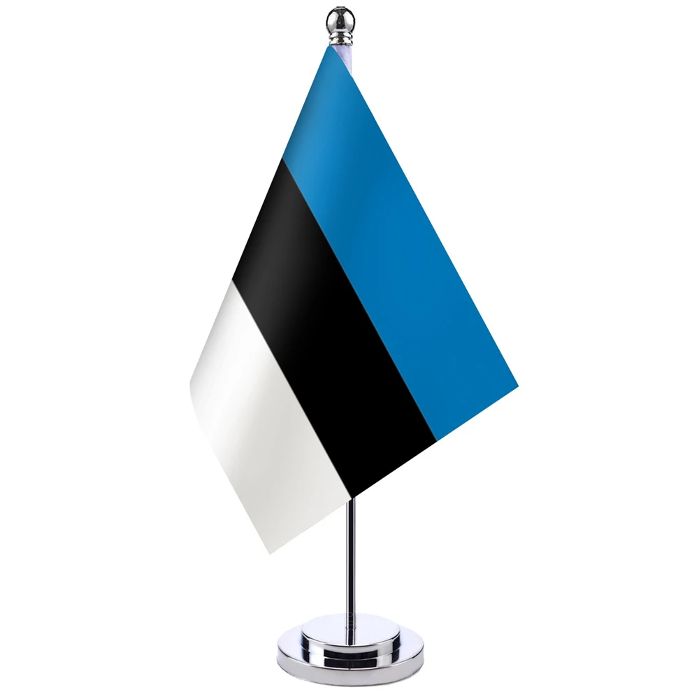 

14x21cm Office Desk Flag Of Estonia Banner Boardroom Table Stand Pole Stick The Estonian Cabinet Flag Set Meeting Room Decor