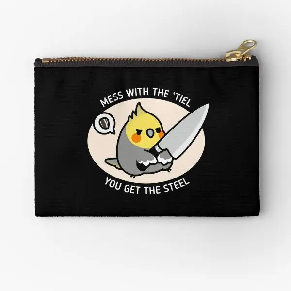 Mess With Tiel You Get The Steel  Zipper Pouches Coin Women Panties Money Packaging Storage Pocket Small Socks Wallet Pure Bag