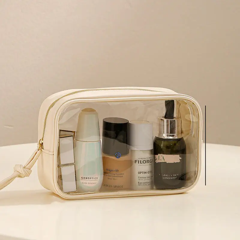 Bolsa de cosméticos transparente de malla para hombre y mujer, Neceser de maquillaje, organizador de viaje de PVC impermeable a la moda, bolsa de aseo y lavado