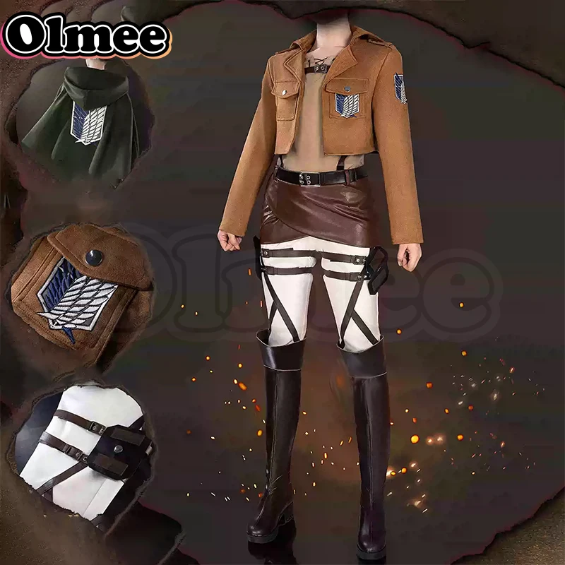 [Olmee] متوفر في المخزون SSR Aot فيلق الاستطلاع بدلة قتالية إرين ميكاسا أرمين ليفي تاريخ Hange أزياء تنكرية مجموعة كاملة شعر مستعار للهالوين