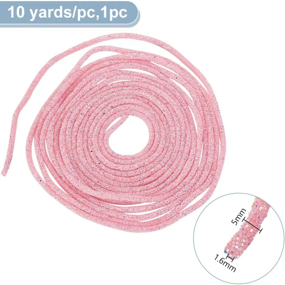 10 Yards Sequins PVC Ropes 5mm Pearl Pink Tubular Synthetic Rubber Cord Tube Sequin Trimming Bling Shiny Sequins Rope