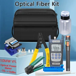 Glasvezelgereedschapsset Met Fiber Fibra Optica Vermogensmeter En 10Mw Visuele Foutzoeker FC-6S Zwart Fth Gereedschap