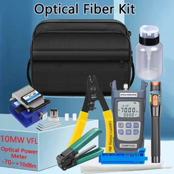 Fiber optic tool kit FC-6S black FTTH tool with fiber optioptica power meter and 10mW visual fault locator