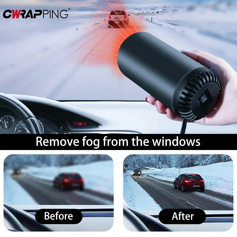 12V Camping Car Accessories Cab Adjustable Frost Snow Auto Fan Heater Defroster Spray 150W Fast Heating Cooling for Vehicle Fog