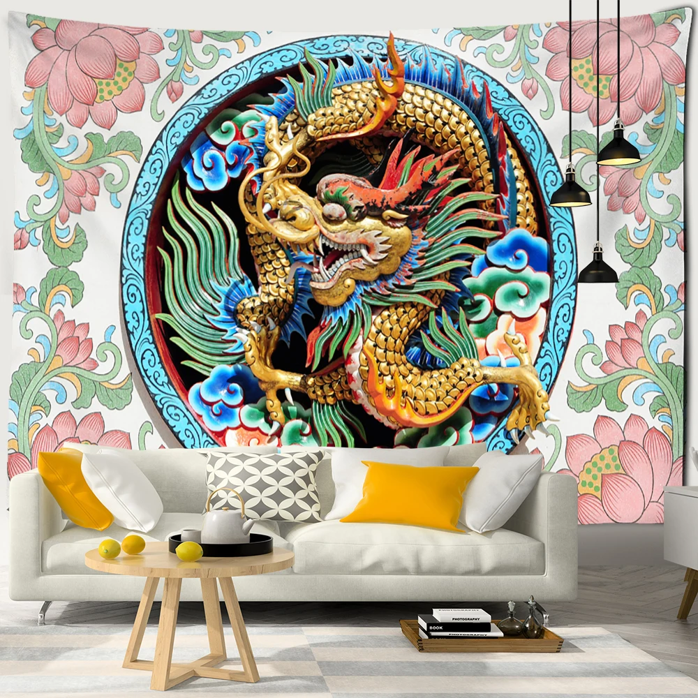 Wall Painted Dragon Totem Tapestry Wall Hanging Boho Psychedelic Mystery Art Hippie Tapiz Home Decor