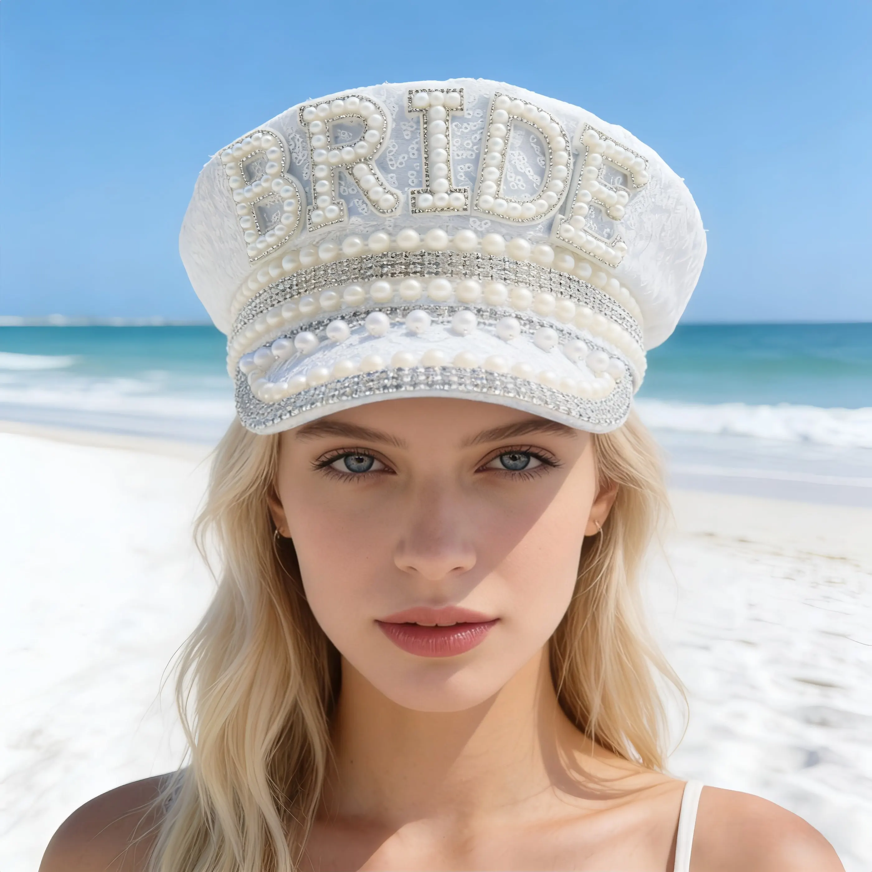 

Белая кепка HongLuan Disco Glitter BRIDE с стразами для музыкальных фестивалей (женская), военные аксессуары и кепка для мужчин