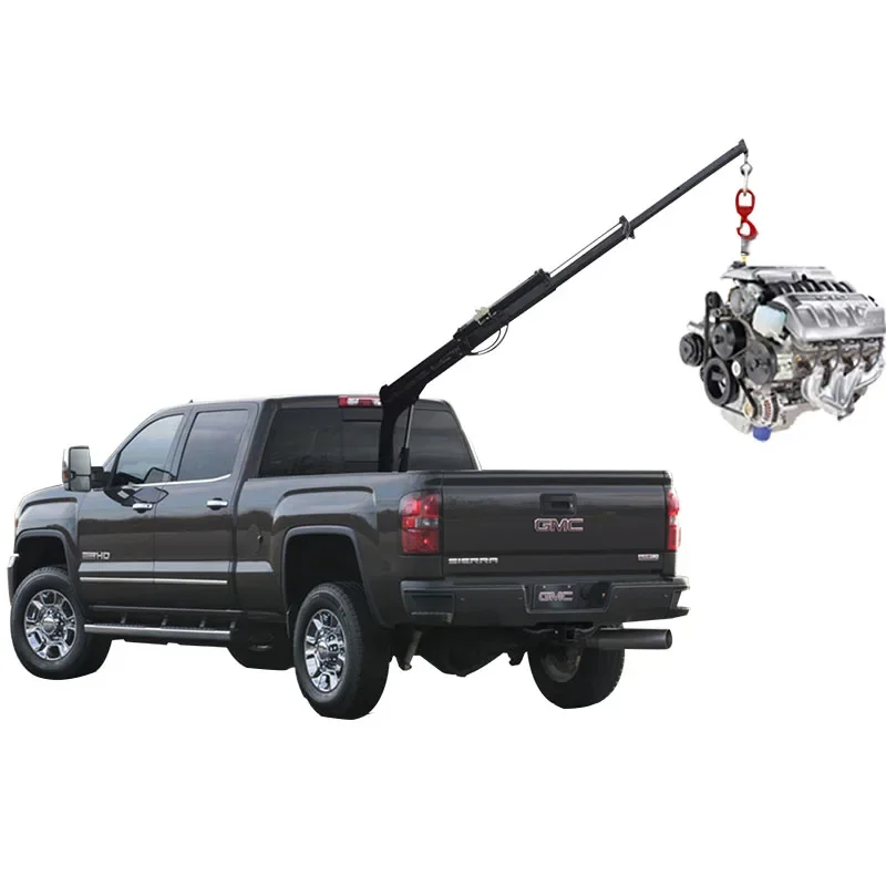 Small Hydraulic Hitch Mounted Pickup Truck Crane with Cable Winch